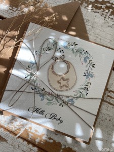 Ręcznie robiona kartka na narodziny dziecka - gratulacje - Hello Baby