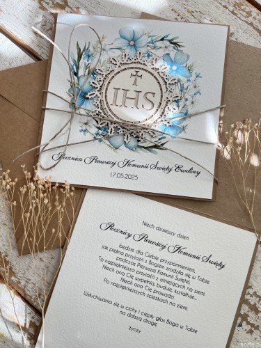 Kartka ręcznie robiona z okazji rocznicy komunii świętej - odnowienie przyrzeczeń