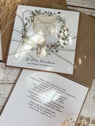 Kartka ręcznie robiona na urodziny dla nastolatka + życzenia urodzinowe dla nastolatka na prezent