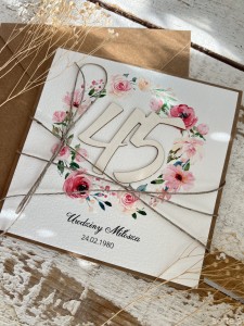 Personalizowany prezent - wyjątkowa kartka ręcznie robiona na 45 urodziny, pomysł na prezent z personalizacją dla kobiety + personalizowane najpiękniejsze życzenia urodzinowe
