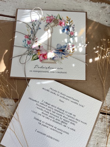 Kartka ręcznie robiona mikrofon - Podziękowanie za dodatkowe lekcje muzyki na zakończenie roku szkolnego dla pani z muzyki - lekcje śpiewu