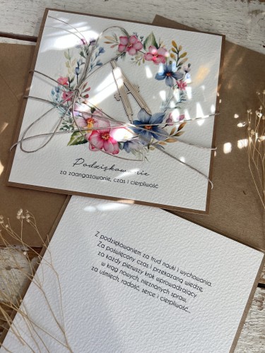 Kartka ręcznie robiona - Podziękowanie za dodatkowe lekcje matematyki na zakończenie roku szkolnego dla pani z matematyki - dla nauczyciela/korepetytora