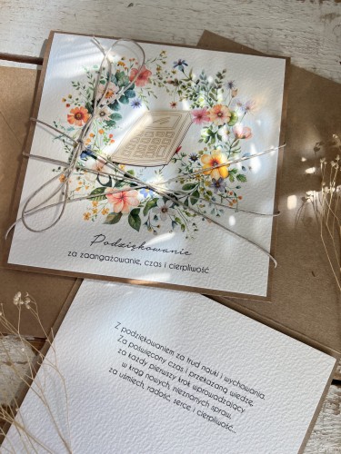 Kartka ręcznie robiona - Podziękowanie za dodatkowe lekcje matematyki na zakończenie roku szkolnego dla pani z matematyki - dla nauczyciela/korepetytora