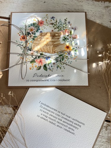 Kartka ręcznie robiona - Podziękowanie za dodatkowe lekcje (korepetycje) na zakończenie roku szkolnego - dla nauczyciela/korepetytora