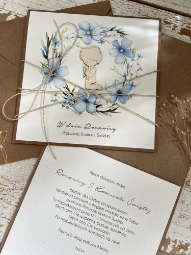 Kartka ręcznie robiona z okazji rocznicy komunii świętej - odnowienie przyrzeczeń, rocznica komunii - prezent dla chłopca