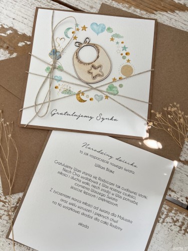 Ręcznie robiona kartka na narodziny dziecka - gratulacje z okazji narodzin synka