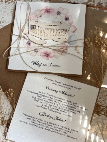 Ręcznie robiona kartka na narodziny dziecka - gratulacje z okazji narodzin córki/syna