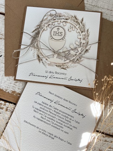 Kartka ręcznie robiona z okazji rocznicy komunii świętej - odnowienie przyrzeczeń