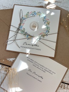 Najpiękniejsza ręcznie robiona kartka komunijna, prezent na komunię - pamiątka komunii + najpiękniejsze życzenia dla dziewczynki, chłopca od matki chrzestnej, ojca chrzestnego, dziadków