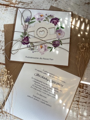 Kartka ręcznie robiona - Podziękowanie dla nauczyciela i życzenia na zakończenie roku szkolnego