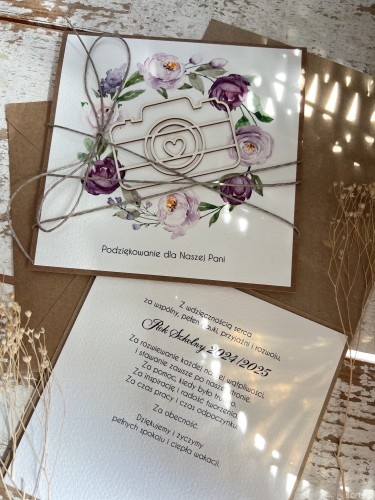 Kartka ręcznie robiona - Podziękowanie dla nauczyciela i życzenia na zakończenie roku szkolnego