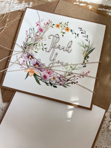 Ręcznie robiona kartka dziękuję - podziękowanie - Thank you