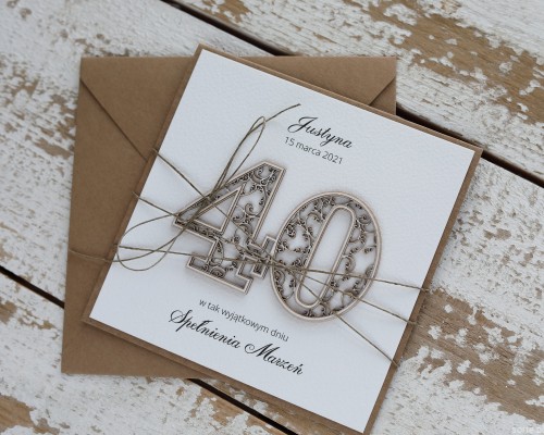 Personalizowany prezent - wyjątkowa kartka ręcznie robiona na 40 urodziny, pomysł na prezent na czterdziestkę z personalizacją dla kobiety, mężczyzny + personalizowane najpiękniejsze życzenia urodzinowe
