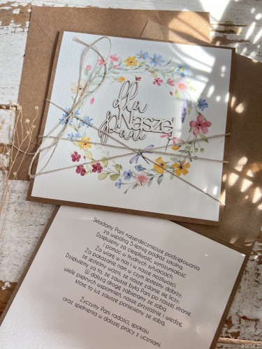 Ręcznie robiona kartka prezent dla pani wychowawczyni - na zakończenie szkoły 8 klasy życzenia