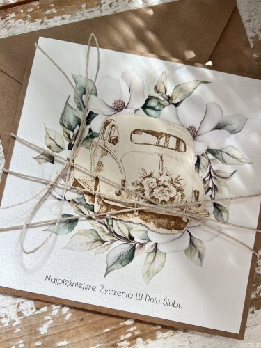 Personalizowany prezent - wyjątkowa kartka ślubna ręcznie robiona w stylu boho na ślub pomysł prezent ślubny z personalizacją + personalizowane najpiękniejsze życzenia ślubne