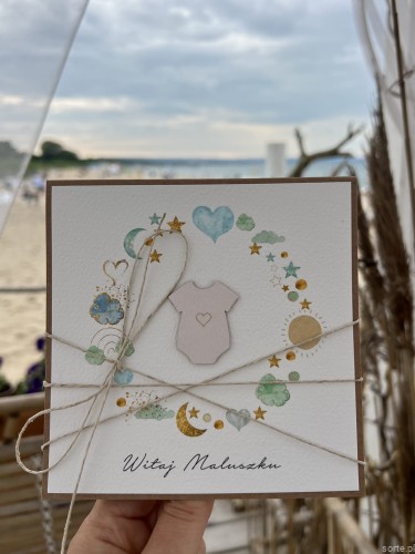 Ręcznie robiona kartka na narodziny dziecka - gratulacje z okazji narodzin synka