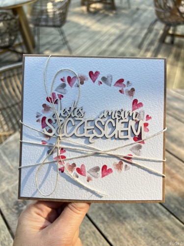 Wyjątkowa kartka ręcznie robiona na walentynki - walentynka jesteś moim szczęściem