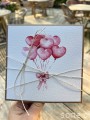 Wyjątkowa ręcznie robiona kartka na walentynki - walentynka z sercem z balonami (p)