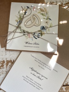 Rustykalna kartka ślubna, życzenia na ślub, idealny dodatek do prezentu ślubnego, koperta na pieniądze, obrączki