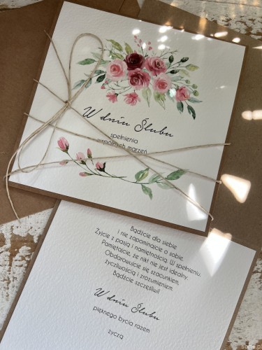 Ręcznie robiona kartka ślubna z życzeniami SORTE.pl