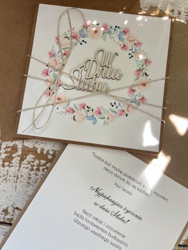 Kartka ślubna rustykalna, życzenia na ślub W dniu Ślubu, idealny dodatek do prezentu ślubnego