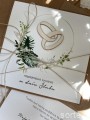 Ręcznie robiona kartka na ślub - ślubna z życzeniami monstera obrączki