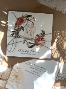 Wyjątkowa kartka ślubna ręcznie robiona na ślub pomysł prezent ślubny + najpiękniejsze życzenia ślubne 