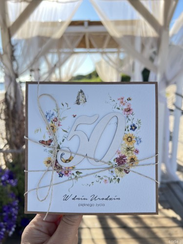 Wyjątkowa kartka ręcznie robiona na 50 urodziny życzenia
