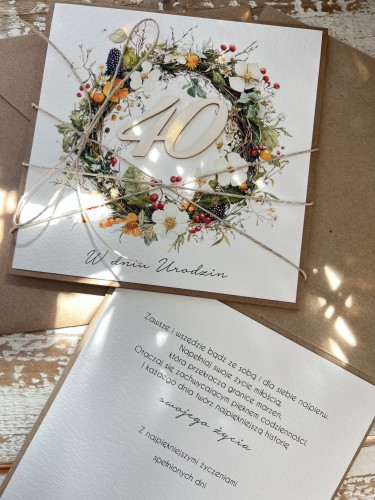 Wyjątkowa kartka ręcznie robiona na czterdziestkę, pomysł na prezent na 40 prezent