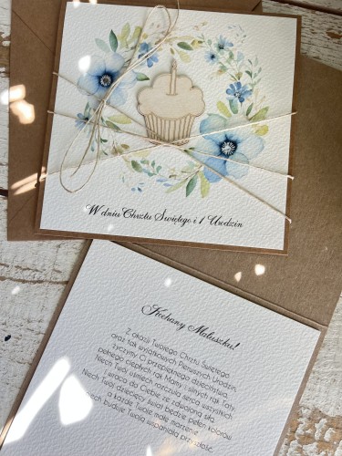 Wyjątkowa ręcznie robiona kartka na chrzest i roczek jednocześnie + najpiękniejsze życzenia