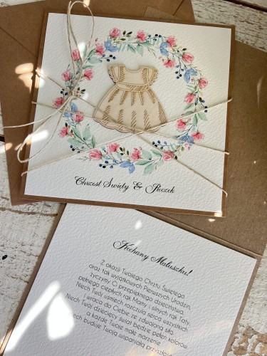 Wyjątkowa ręcznie robiona kartka na chrzest i roczek jednocześnie + najpiękniejsze życzenia