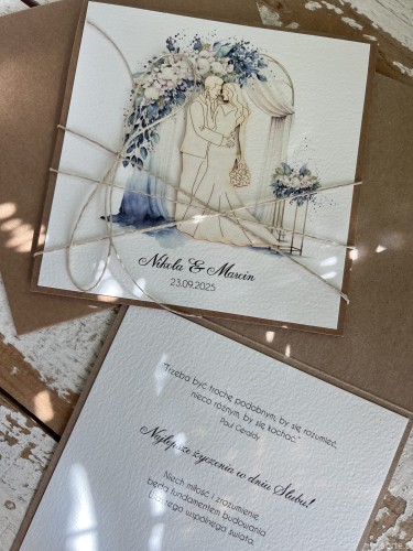 Personalizowana kartka ślubna ręcznie robiona  - życzenia ślubne