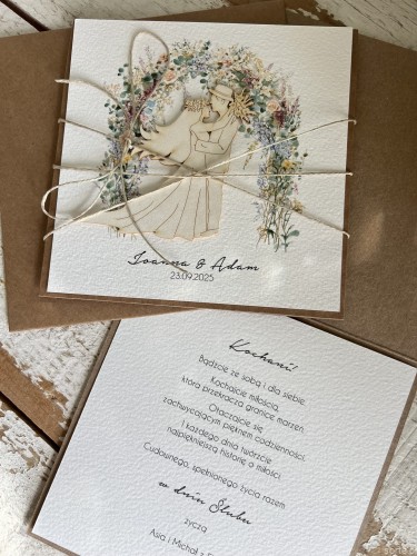 Personalizowana kartka ślubna ręcznie robiona  - życzenia ślubne