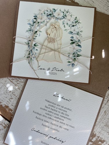 Personalizowana kartka ślubna ręcznie robiona  - życzenia ślubne