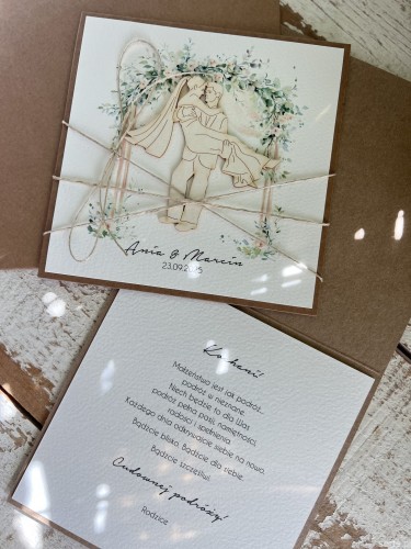 Personalizowana kartka ślubna ręcznie robiona  - życzenia ślubne