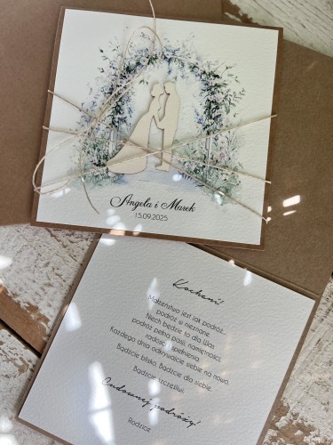 Personalizowana kartka ślubna ręcznie robiona  - życzenia ślubne