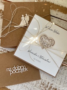 Rustykalna kartka ślubna z personalizacją ślub boho