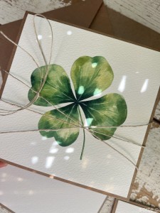 Ręcznie robiona kartka okolicznościowa - koniczynka