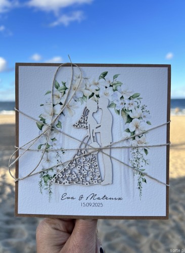 Personalizowana kartka na ślub, ślubna ręcznie robiona  - życzenia ślubne