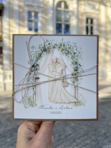 Personalizowana kartka na ślub, ślubna ręcznie robiona  - życzenia ślubne