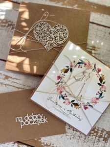 Oryginalna kartka ślubna z pudełkiem z wiankiem boho, pomysł na prezent ślubny + koperta na pieniądze Amelia i Bogdan