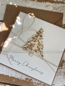 Stylowa ręcznie robiona kartka świąteczna Merry Christmas card tree