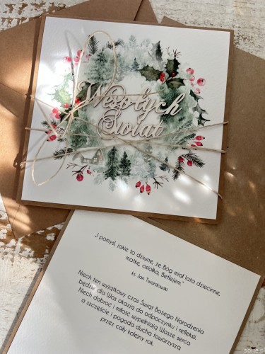 Wyjątkowa ręcznie robiona kartka świąteczna na Boże Narodzenie