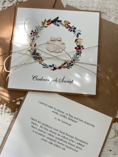 Wyjątkowa ręcznie robiona kartka świąteczna na Boże Narodzenie