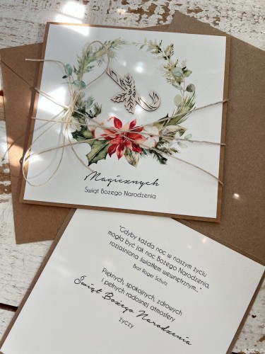 Wyjątkowa ręcznie robiona kartka świąteczna na Boże Narodzenie