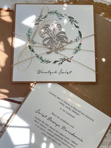 Wyjątkowa ręcznie robiona kartka świąteczna na Boże Narodzenie