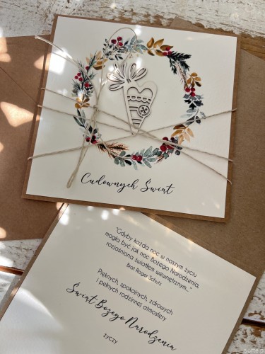 Wyjątkowa ręcznie robiona kartka świąteczna na Boże Narodzenie