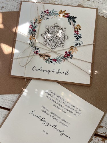 Wyjątkowa ręcznie robiona kartka świąteczna na Boże Narodzenie