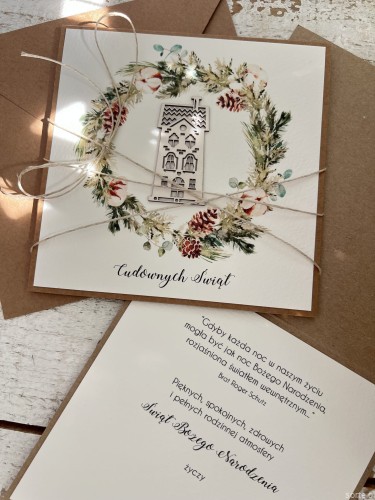 Wyjątkowa ręcznie robiona kartka świąteczna na Boże Narodzenie