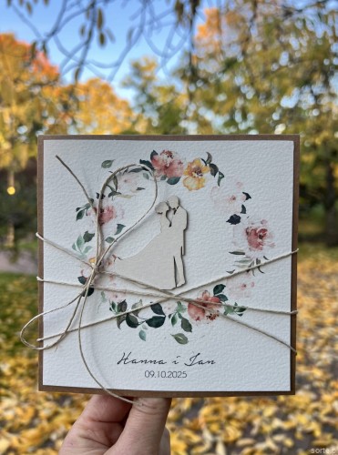 Personalizowana kartka na ślub, ślubna ręcznie robiona  - życzenia ślubne